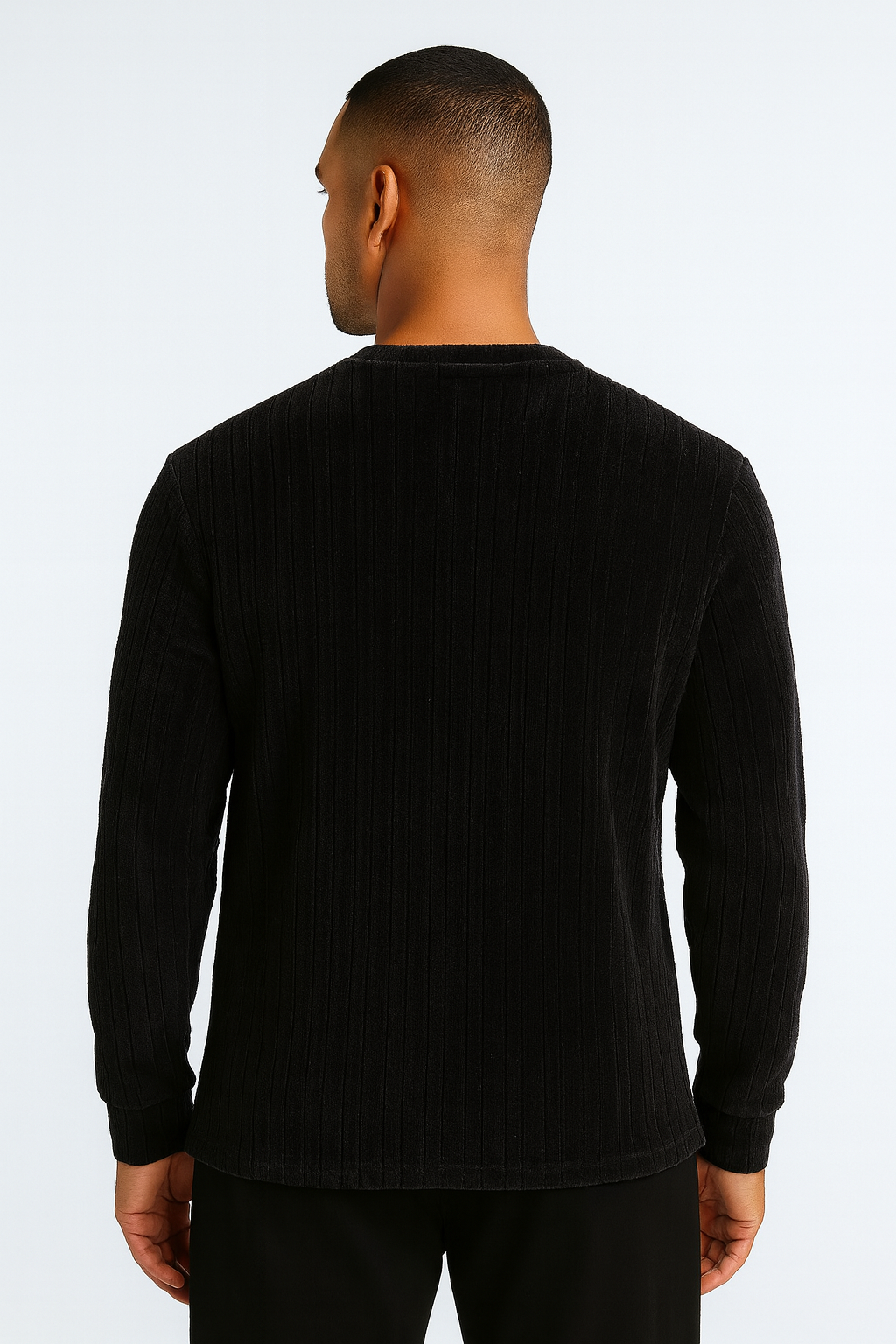 Rysto Club Black Corded Texture Sweat Shirt