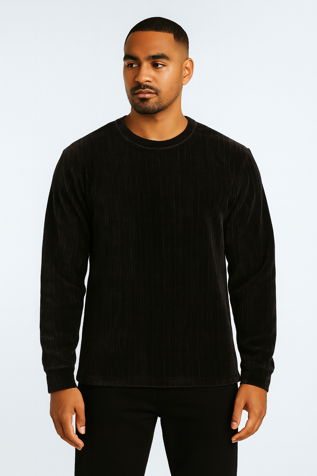 Rysto Club Black Corded Texture Sweat Shirt