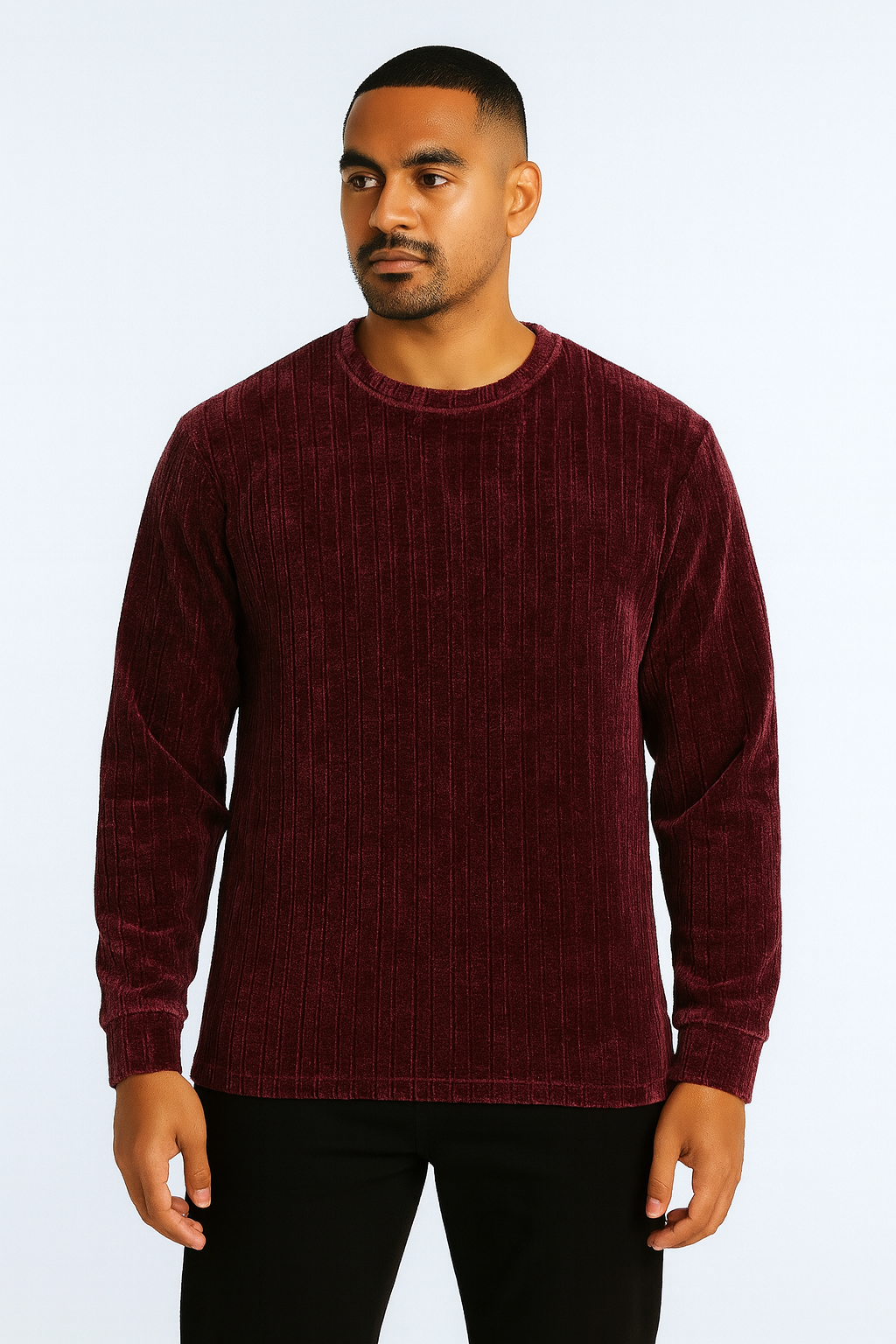 Rysto Club Burgundy Corded Texture Sweat Shirt